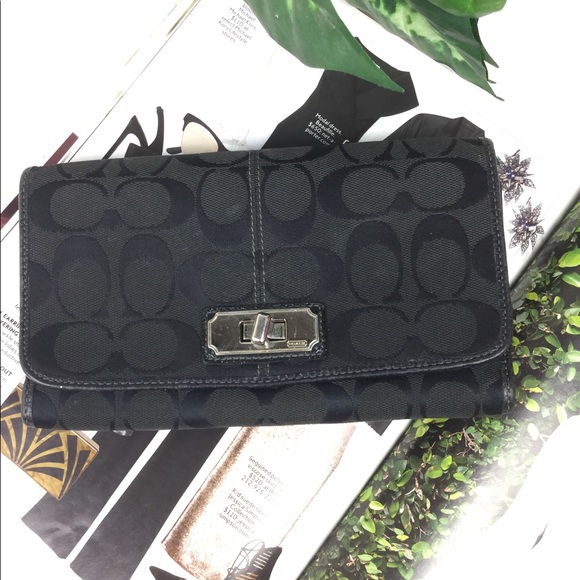 COACH CC PRINT CARRYALL BLACK WALLET - Picture 2 of 8